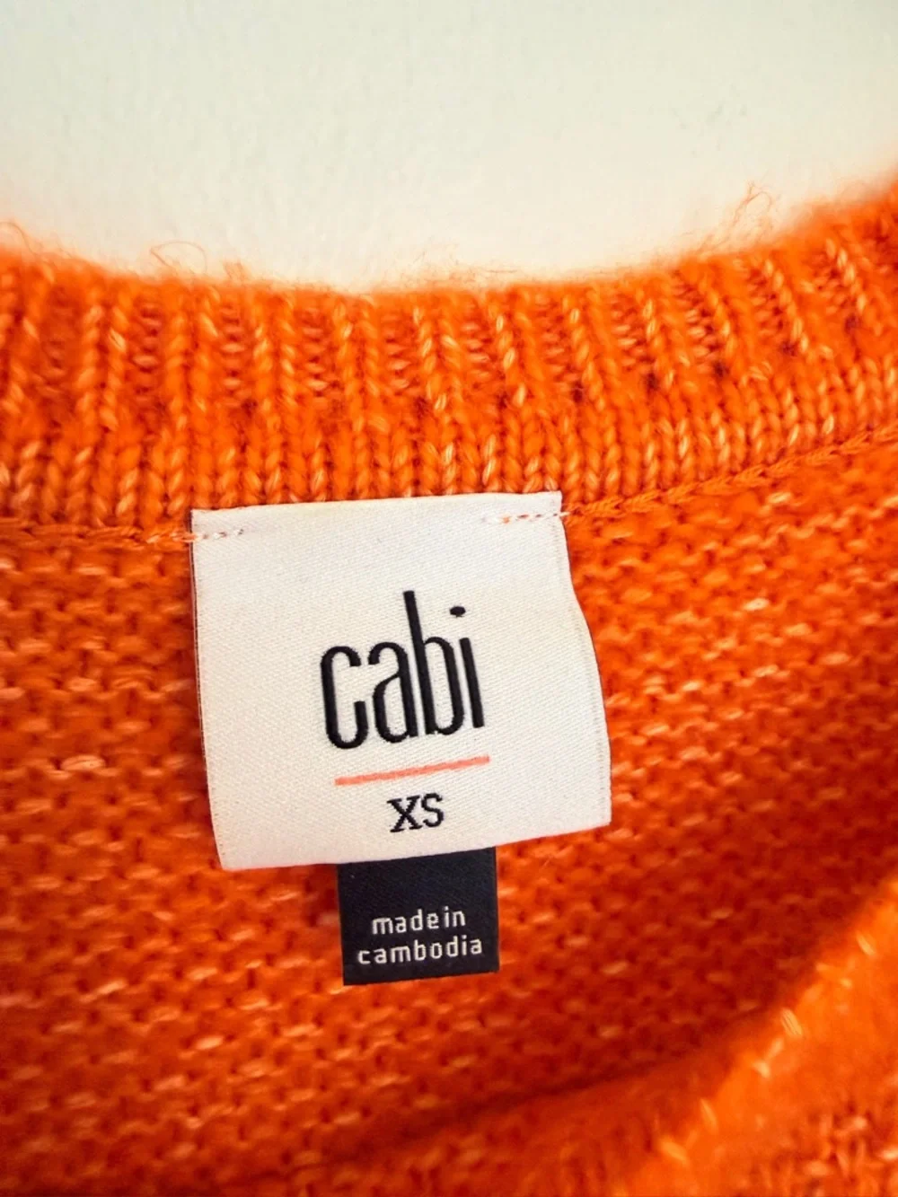 CABI #4038 Harvest Pullover Sweater Amber Orange Medium Cable Knit Chunky Sz XS